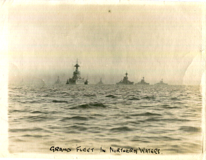 WWI photograph Royal Navy Grand Fleet in northern waters