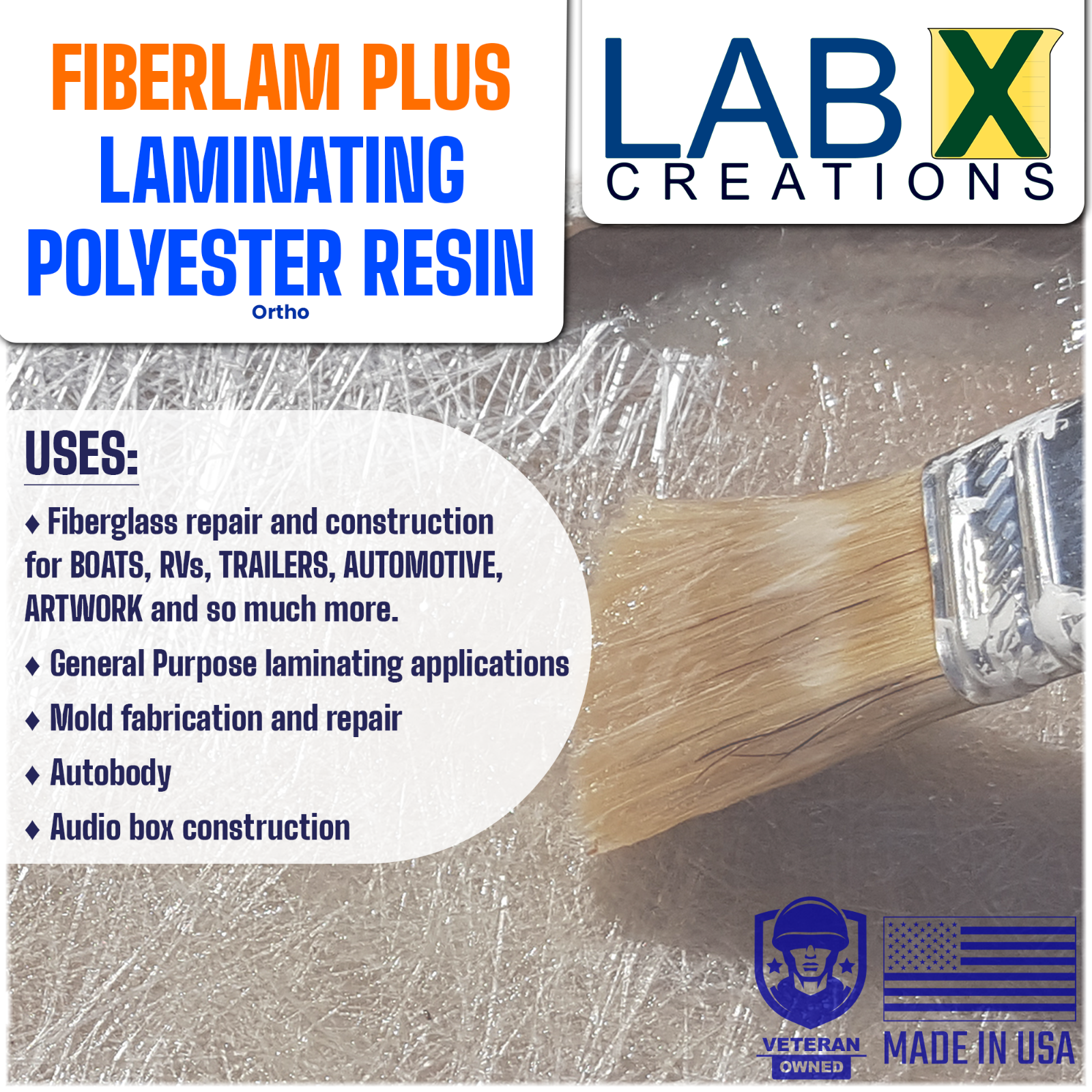 FIBERLAM PLUS 1 Gallon POLYESTER RESIN +MEKP (for laminating, cloth, mat,strand)