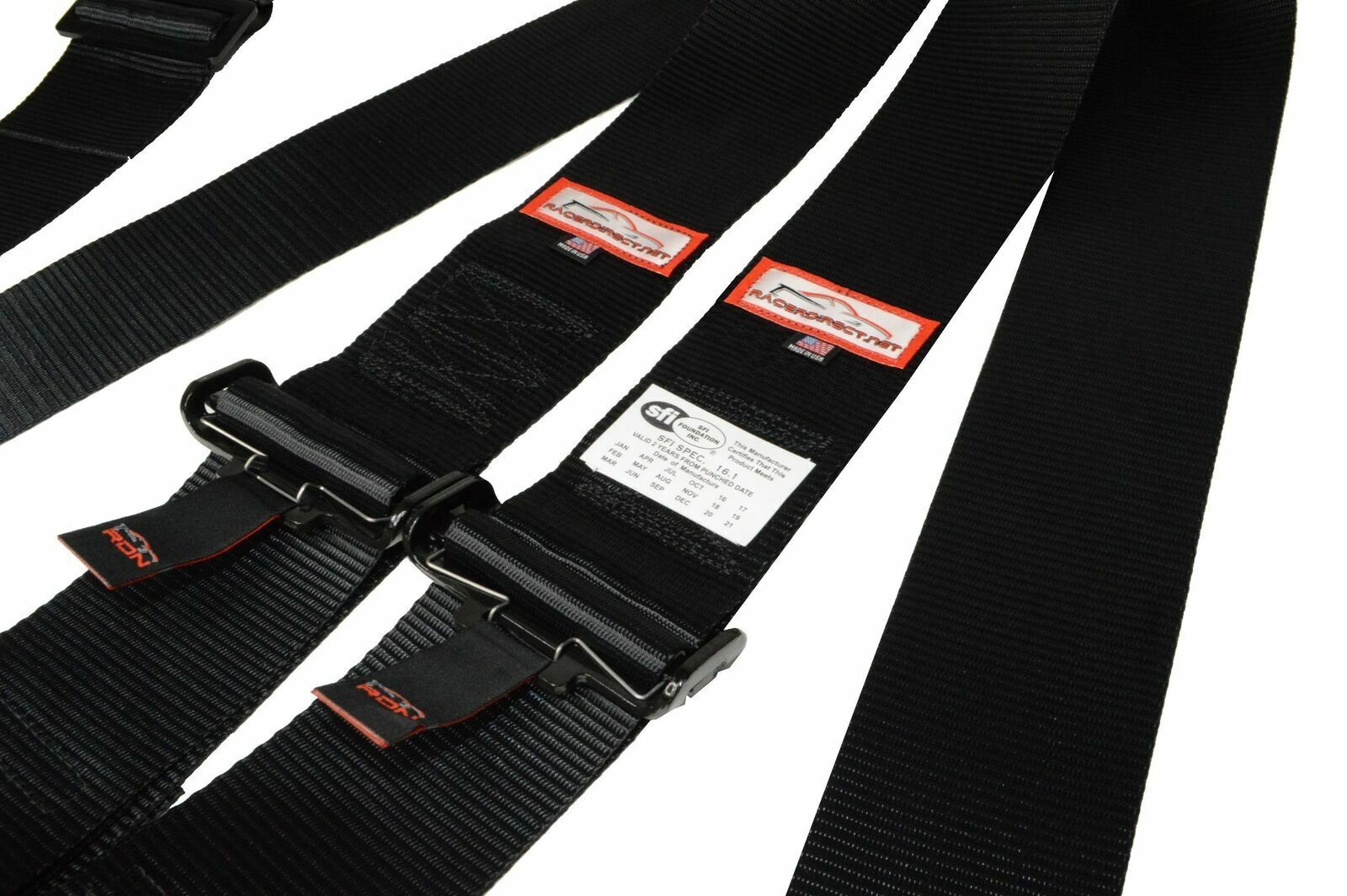 SPRINT CAR RACING HARNESS SFI 16.1 LATCH & LINK FLOOR MOUNT BELT 5 PT BLACK