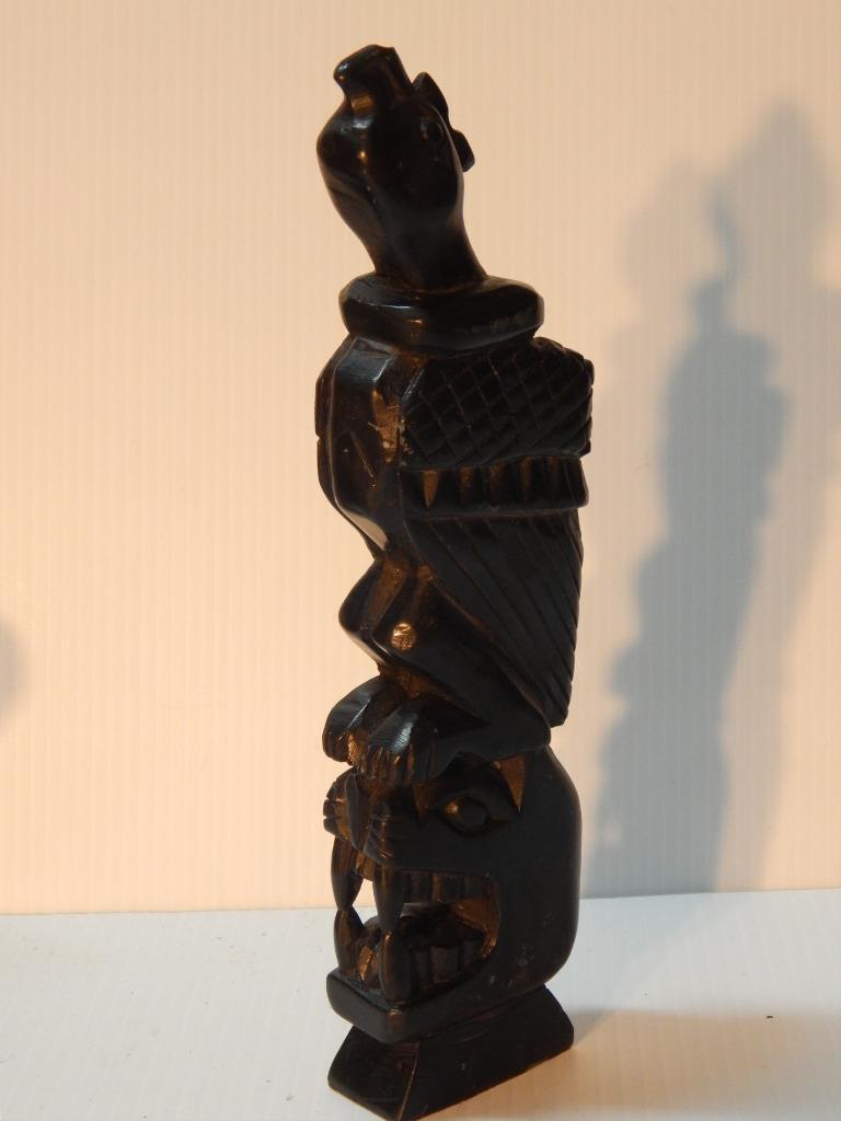 VINTAGE 9" GENUINE ARGILLITE HAIDA INDIAN NW COAST CANADA TOTEM POLE MODEL - A+