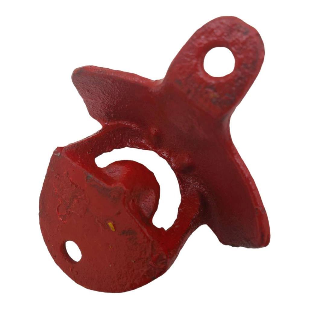 Red Vintage Wall Mounted Bottle Opener Cast Iron Bar Decor