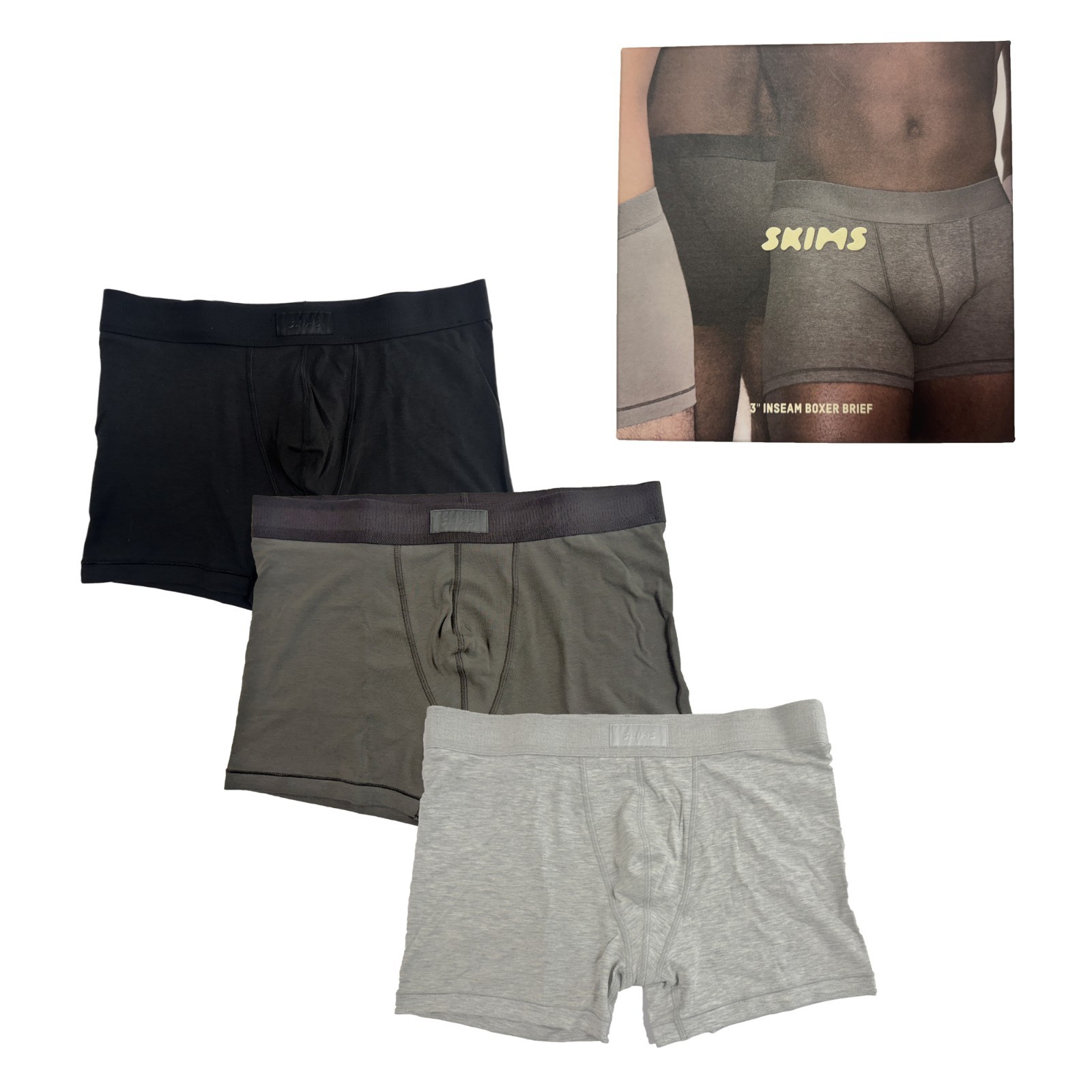 Skims Mens Boxer Briefs 3-pack Modal Comfort Waistband 3 inch Inseam