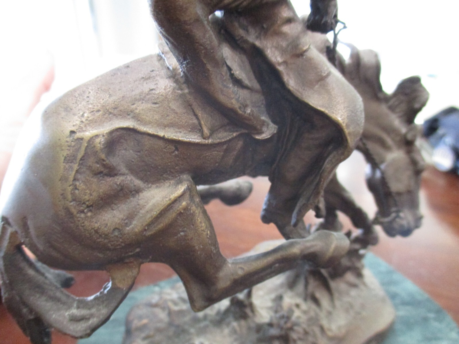 Frederic Remington solid bronze sculpture cowboy horse marble base western art