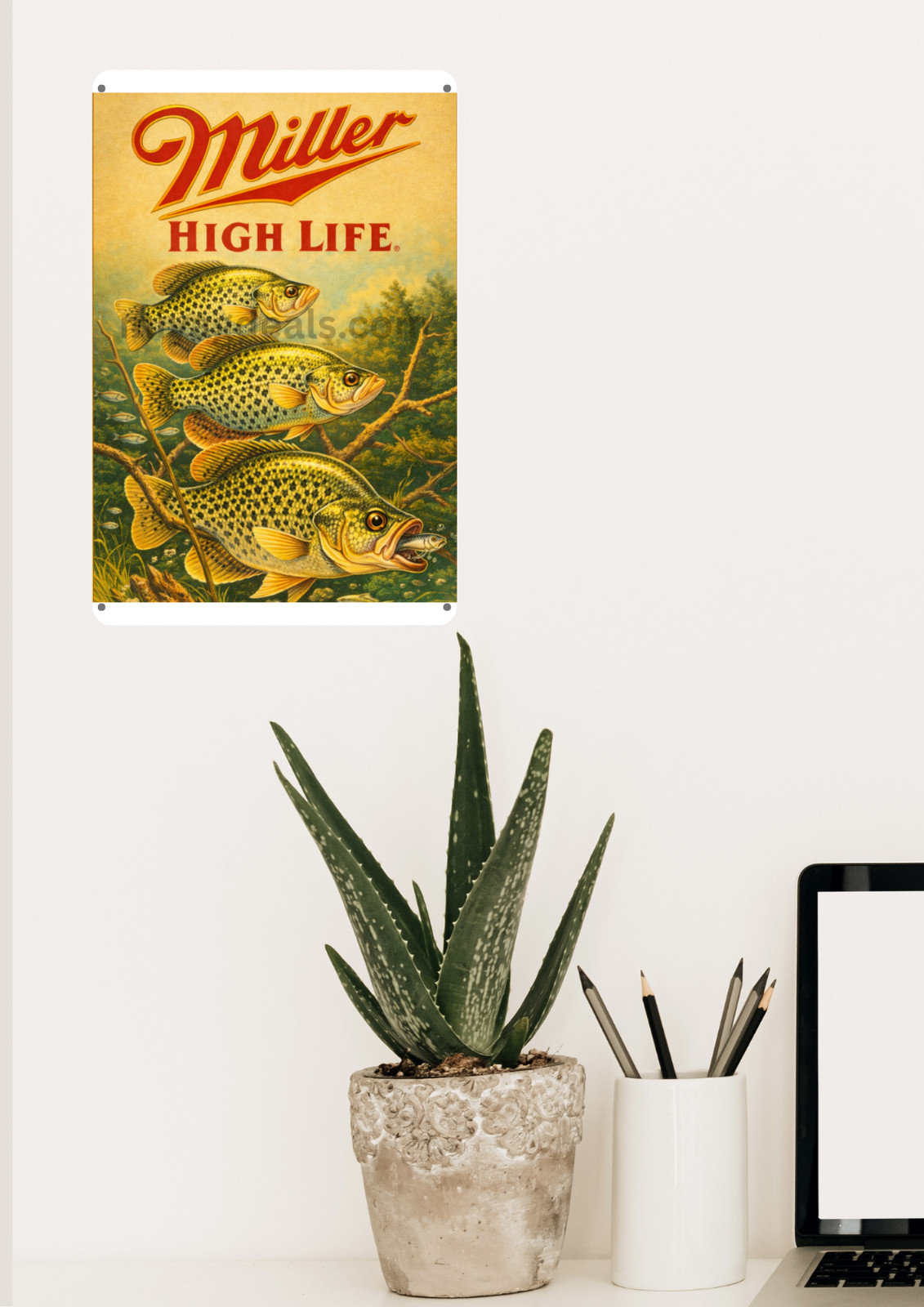 Miller High Life Crappie Metal Sign Vintage Style Wall Decor Fishing Read Des