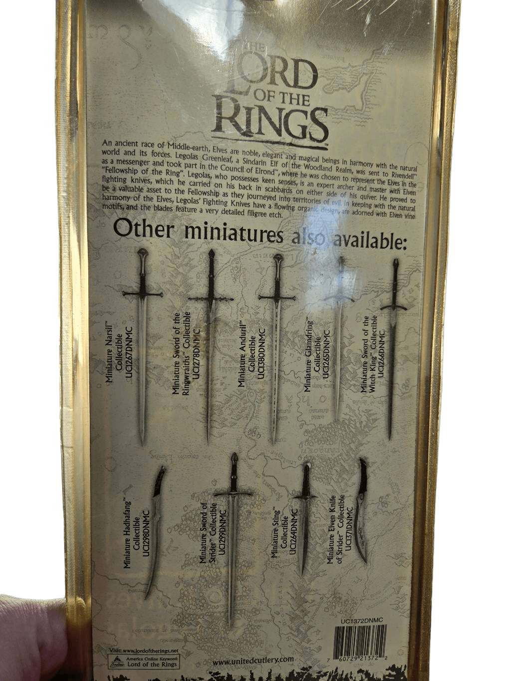 Vintage Lord of the Rings Minature Fighting Knives of Legolas 1/3 Scale United C