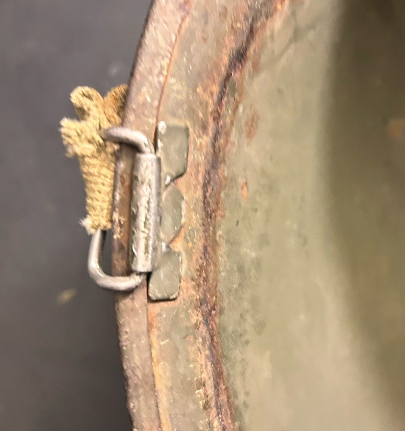 ORIGINAL PAINT 1944 WWII McCord M1 Steel Helmet w/Liner Rear Seam Swivel Bale