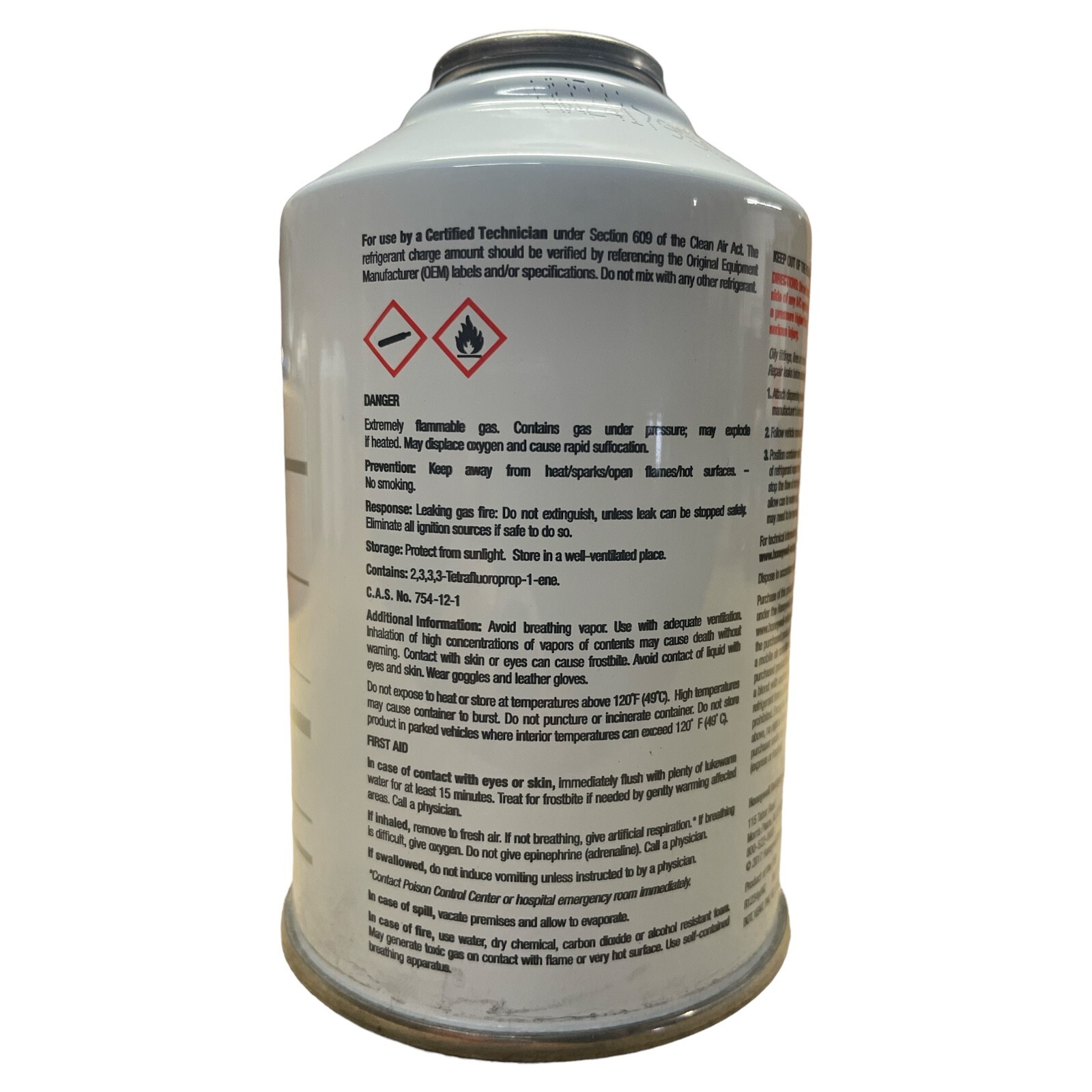 Honeywell R-1234YF Solstice Refrigerant 8oz Can Motor Vehicle AC Made in USA