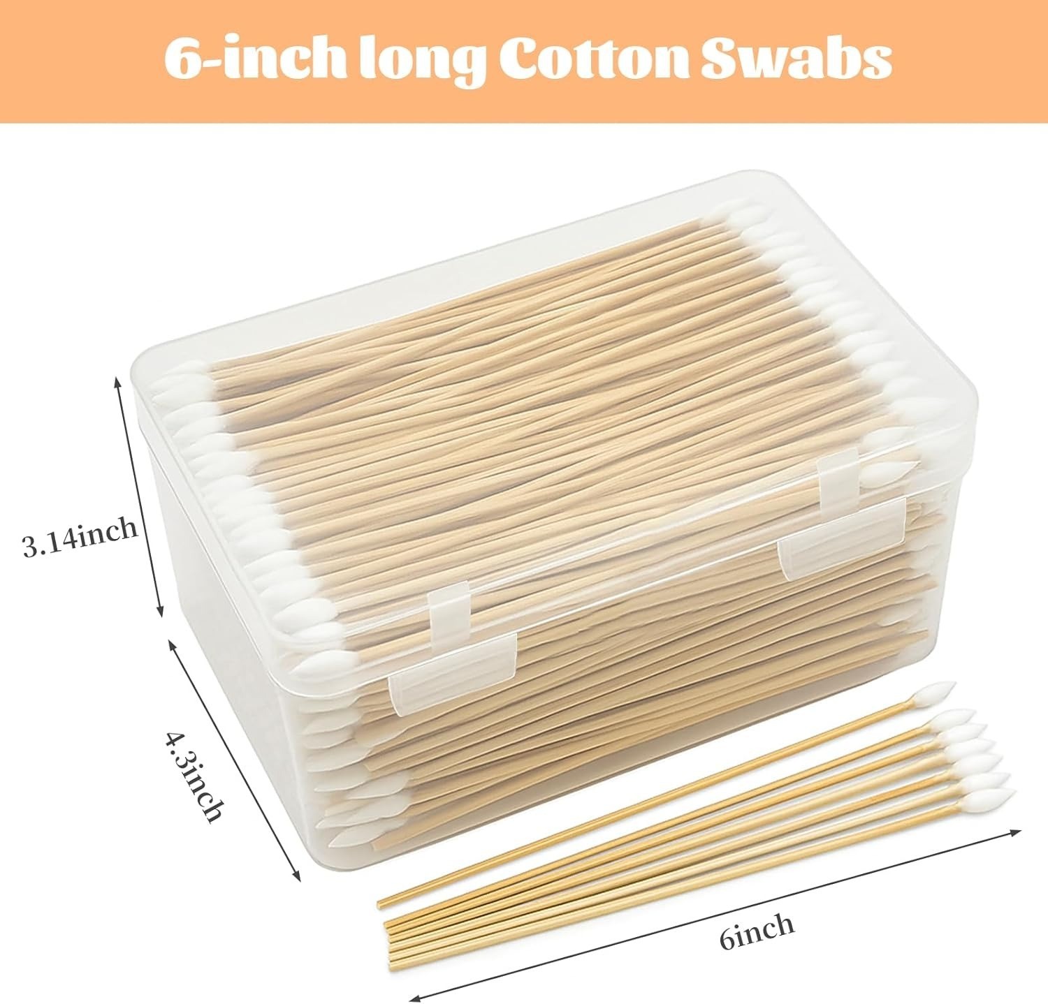 500pcs Pointed Cotton Swabs with Storage Case, 6 inch Precision Gun Cleaning ...
