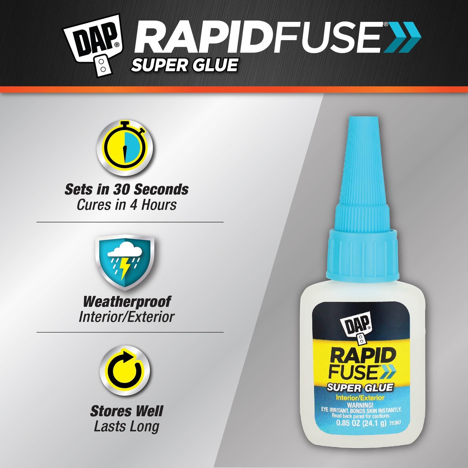 DAP RapidFuse High Strength Glue Clear All Purpose Adhesive 0.85 oz