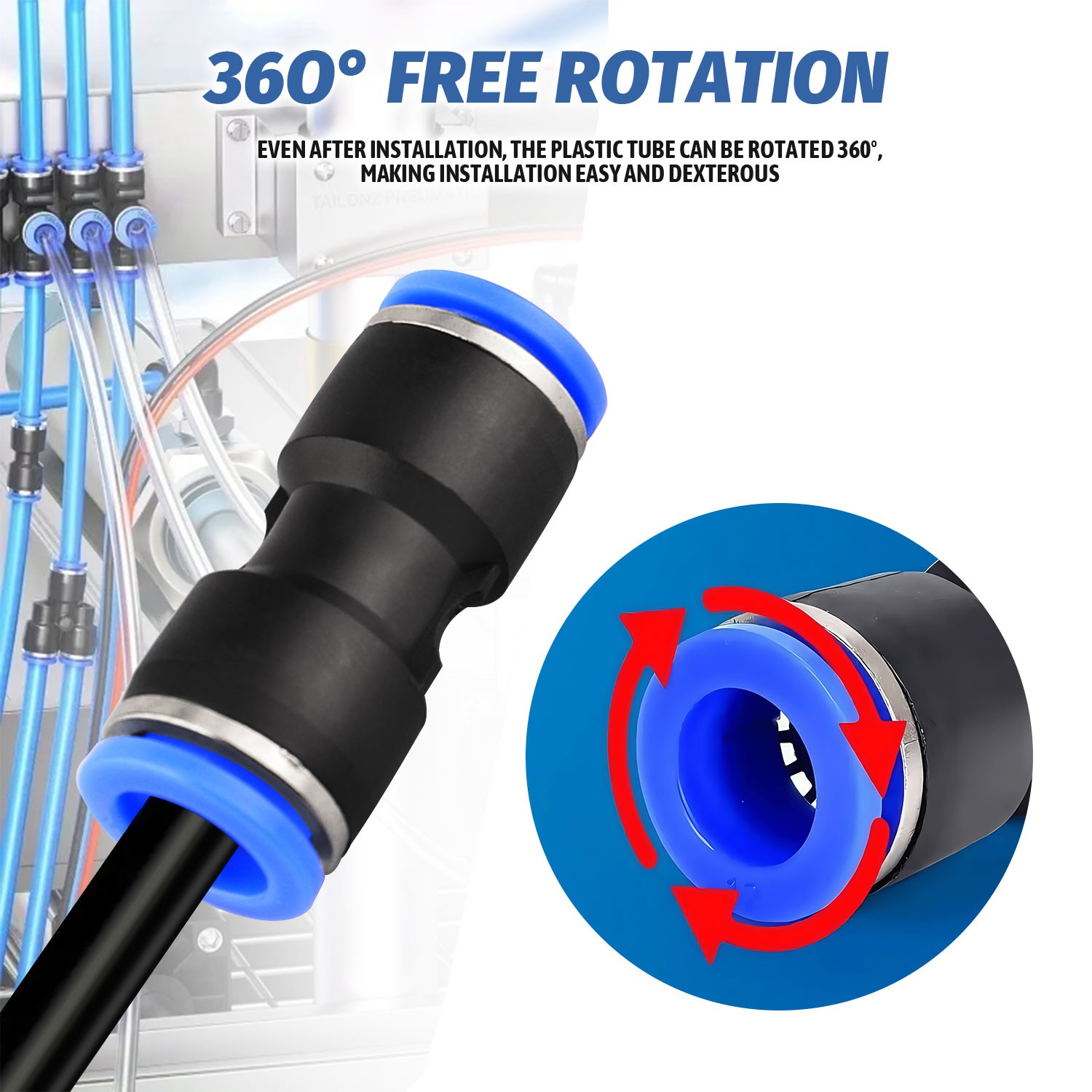 80Pcs Quick Connect Air Hose Fittings, 5 Sizes Air Line Push to Connect Fit...