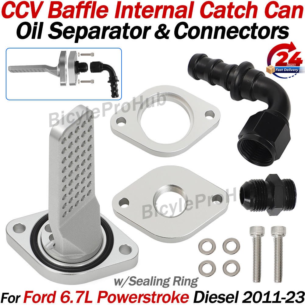 For 2011-23 Ford 6.7L Powerstroke CCV Baffle Internal Catch Can w/ Connector Kit