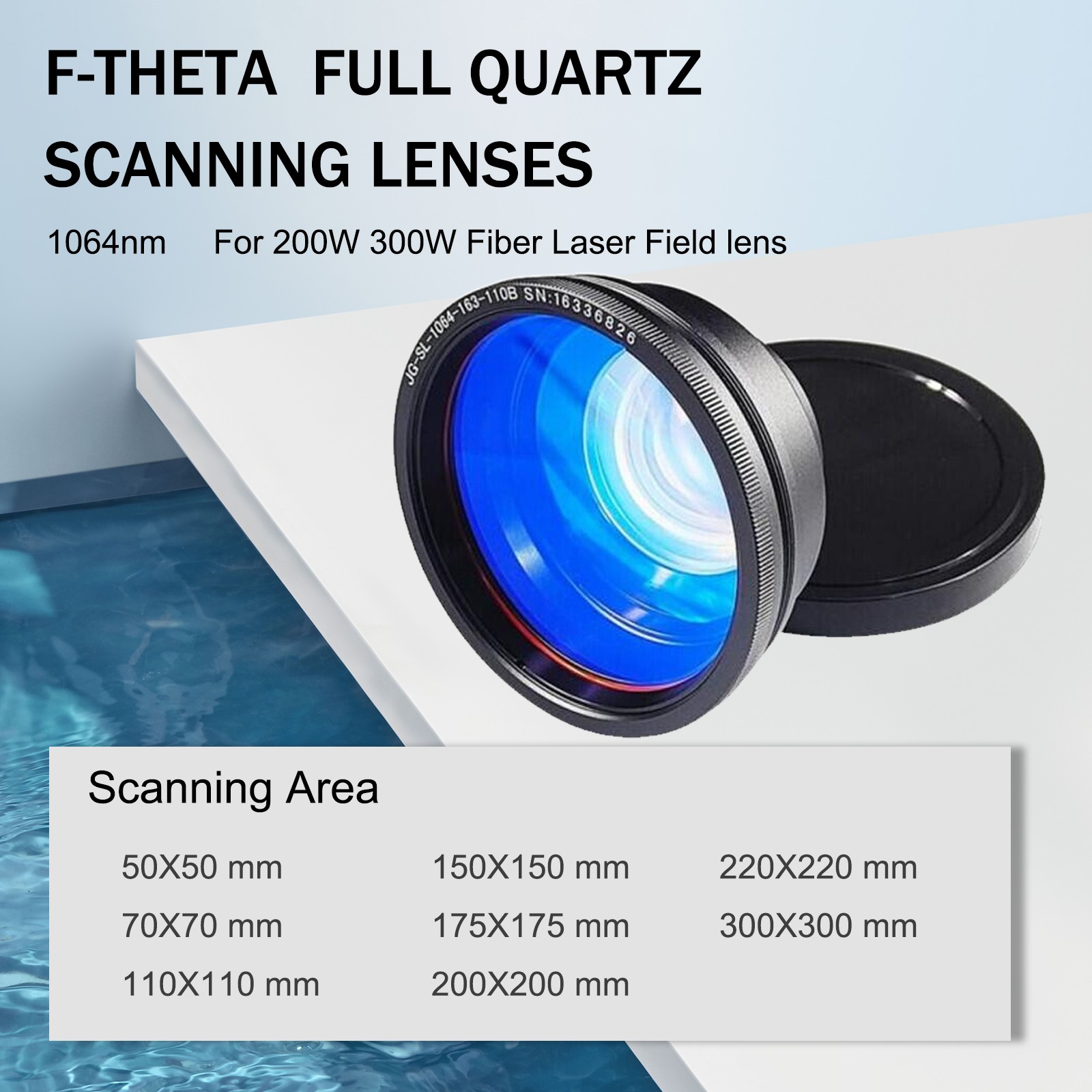 1064nm F-theta Full Quartz Scan Lens For 200W 300W Fiber Laser Marking Machine