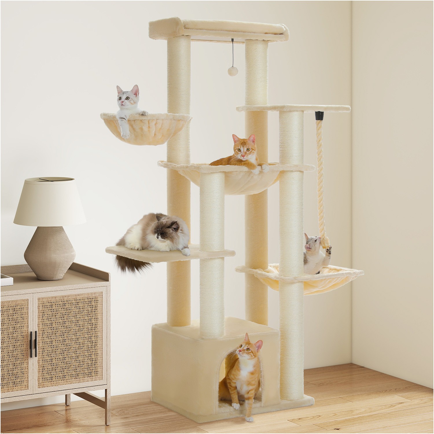 PAWZ Road Maine Coon Cat Tree 67-Inch Heavy Duty Cat Tower for Indoor Large Cats