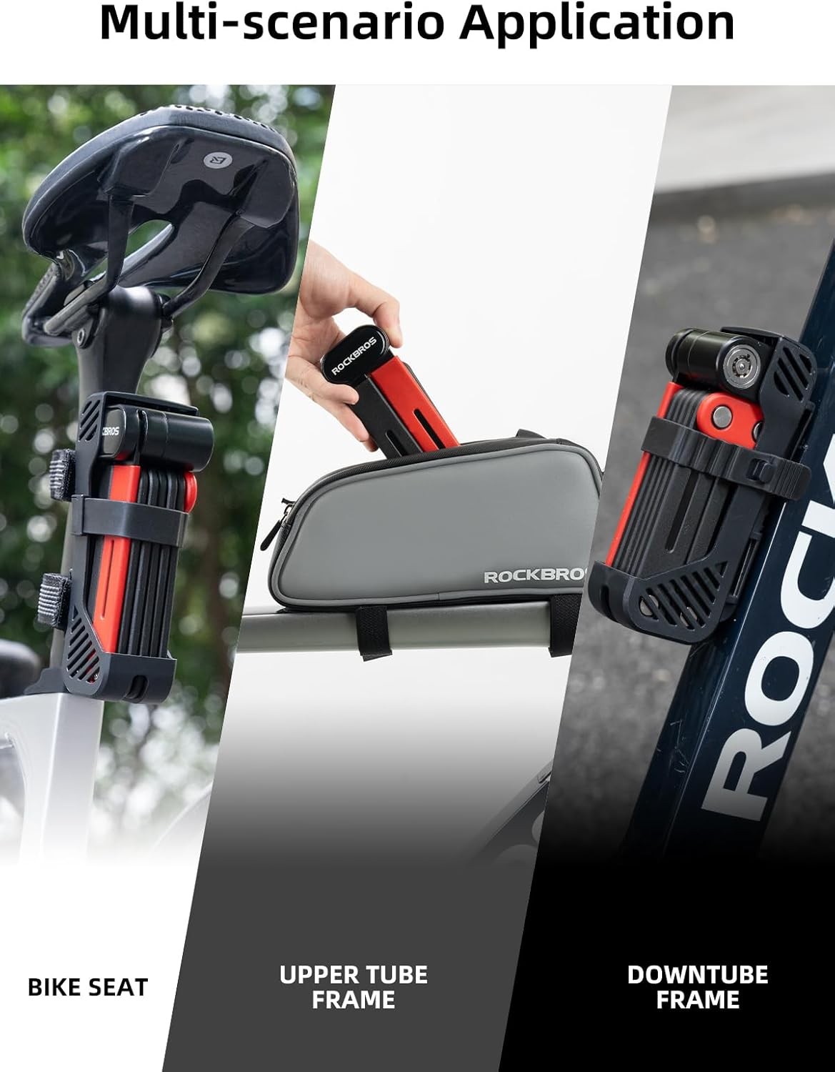 ROCKBROS Folding Bike Lock 120cm/47.24" w/2 Keys Non Theft Heavy Duty Ebike Lock