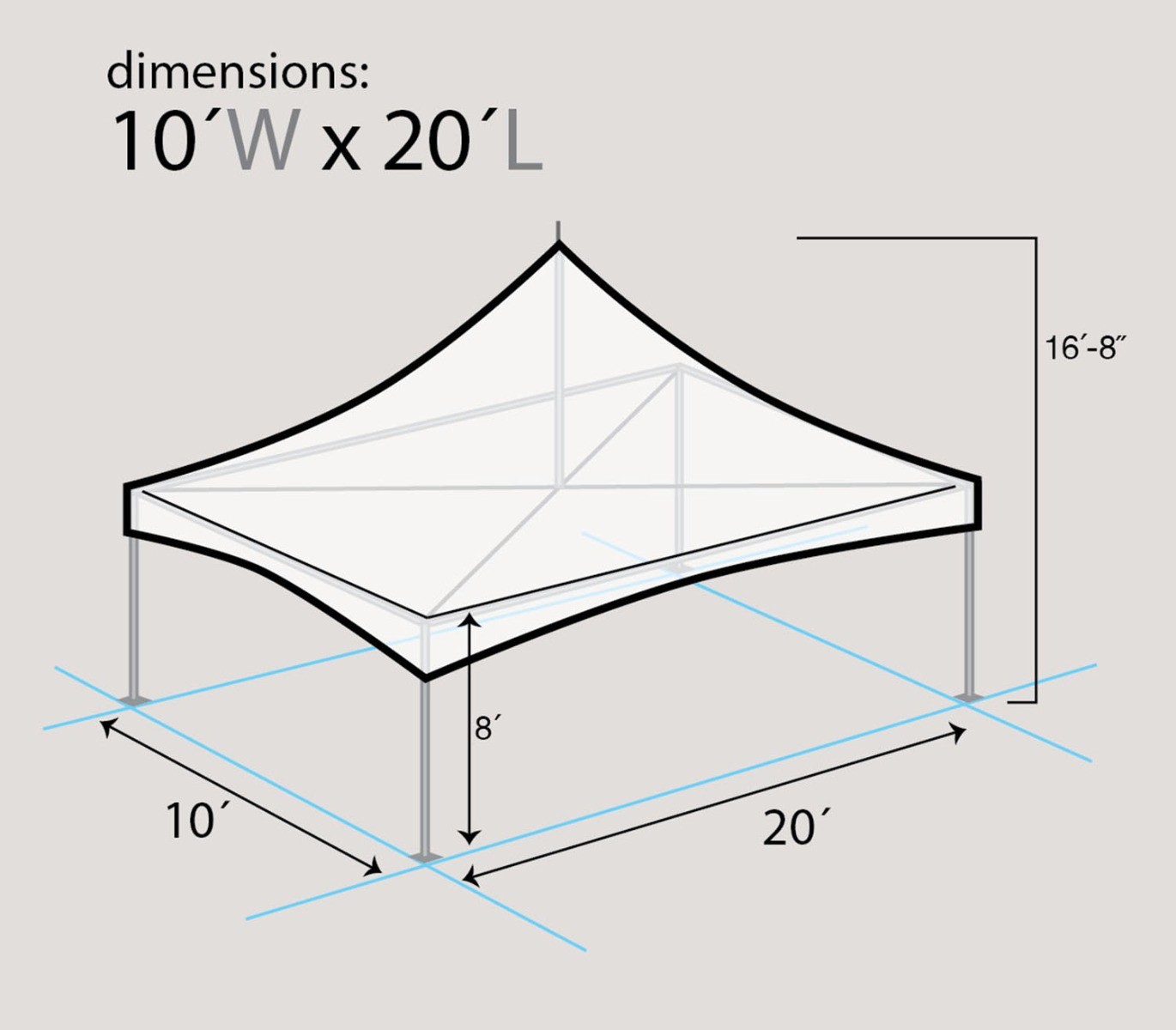 10x20 Commercial High Peak Frame Tent White Event Canopy Wedding Party Gazebo