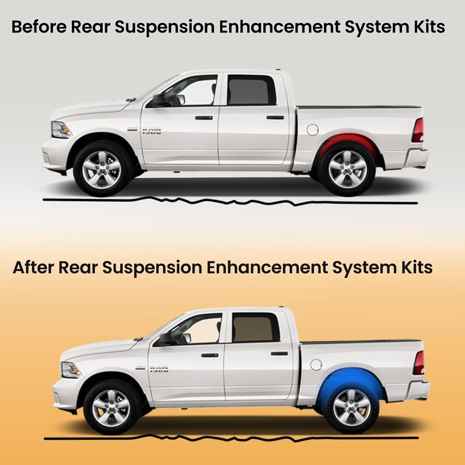 Rear Rubber Helper Suspension Bump Stops Compatible with 2014-2023 Dodge Ram 250