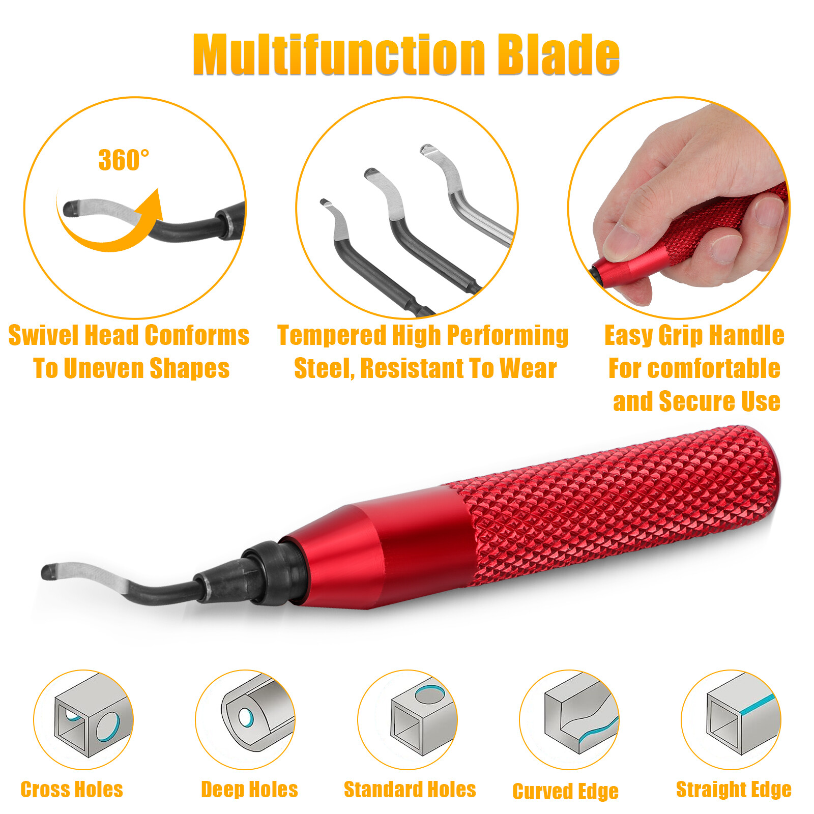 Deburring Tool + 15 High Speed Steel Rotary Burr Removal Blades + Cutter Pen Kit
