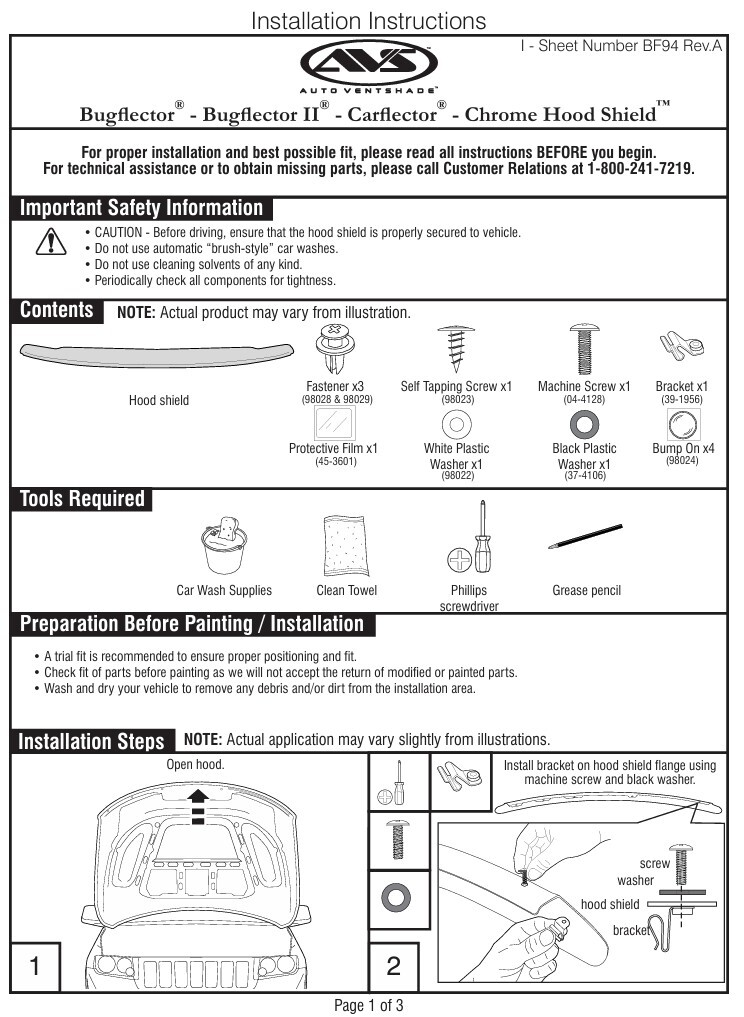 BugFlector Hood Protector Bug Shield Deflector for 2011-2022 Jeep Grand Cherokee