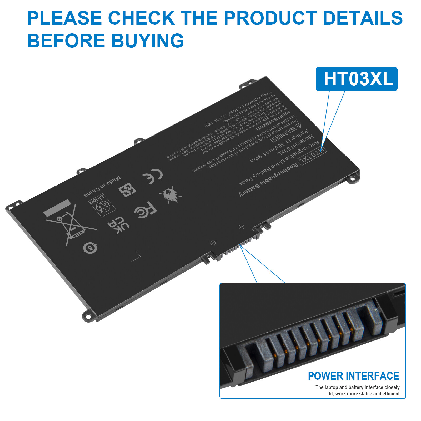 HT03XL Battery for HP Pavilion L11421-2C2 L11119-855 14-CE 14-CF 15-CS 15-DA