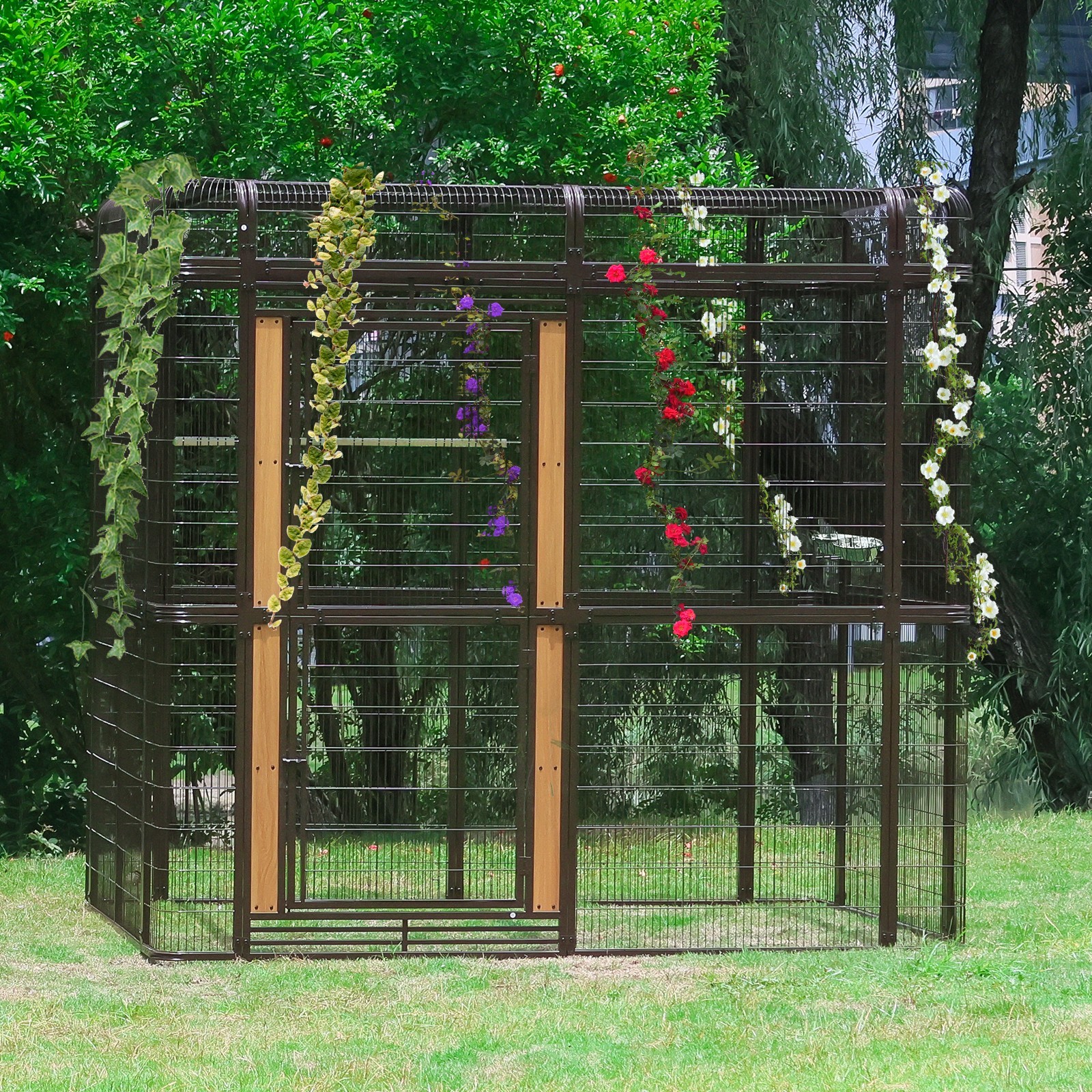 7.2ft Large Walk-In Bird Cage for Parrots Heavy Duty Metal HugeAviary with Stand