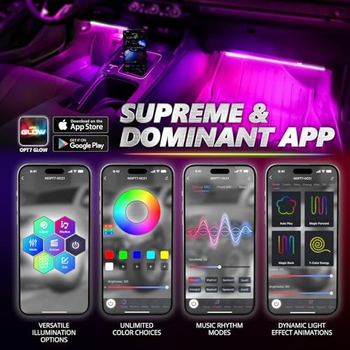 Aura Pro Interior Car Lights with App & Remote Control 4pc Single Row RGB