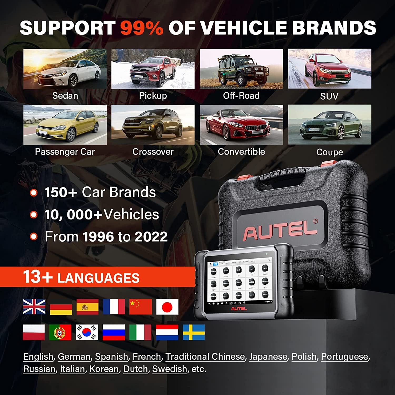 2023 Autel MaxiCOM MK808S Bidirectional Car Diagnostic Scanner Tool Key Coding