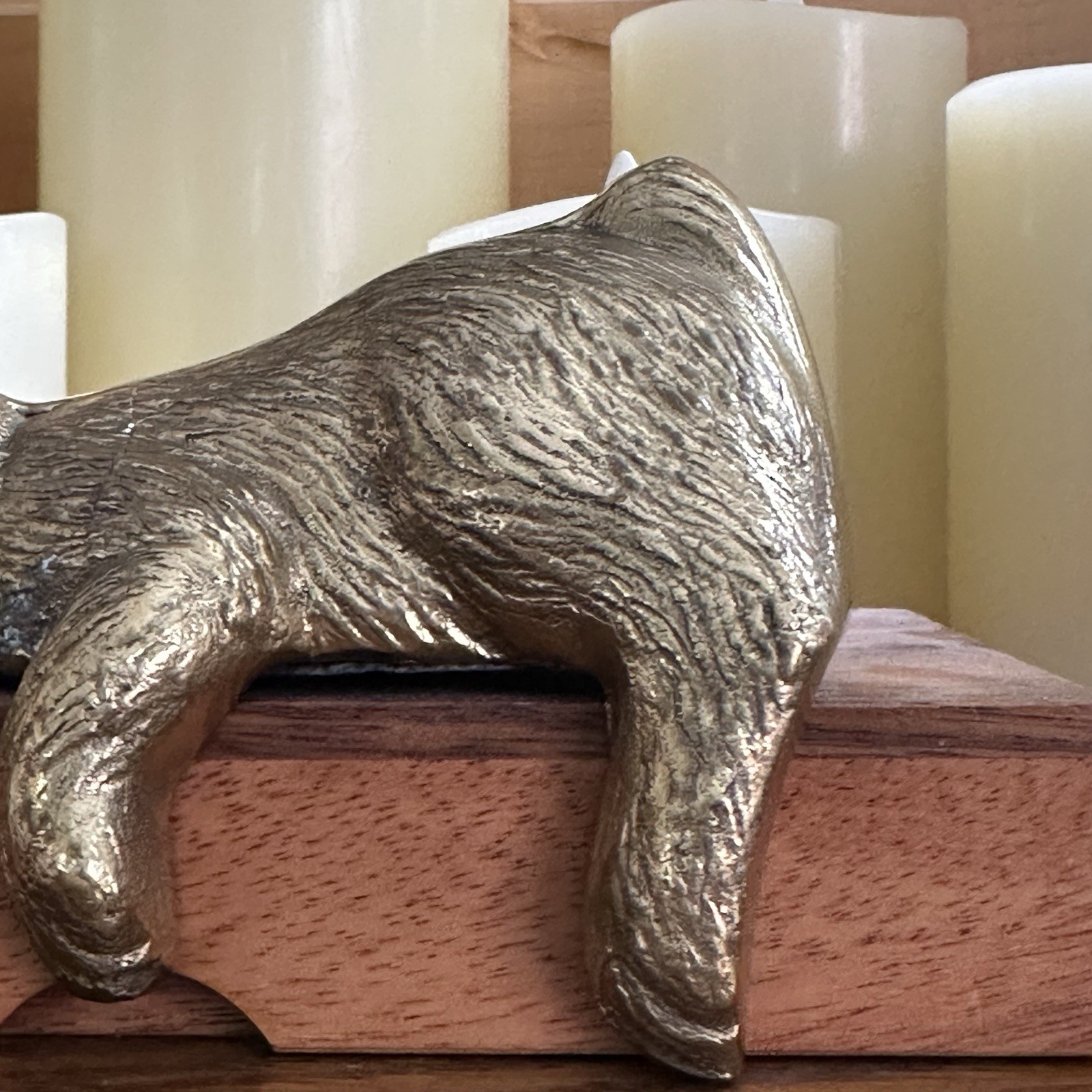 Vintage Sleeping Brass Bunny Rabbit Shelf Sitter