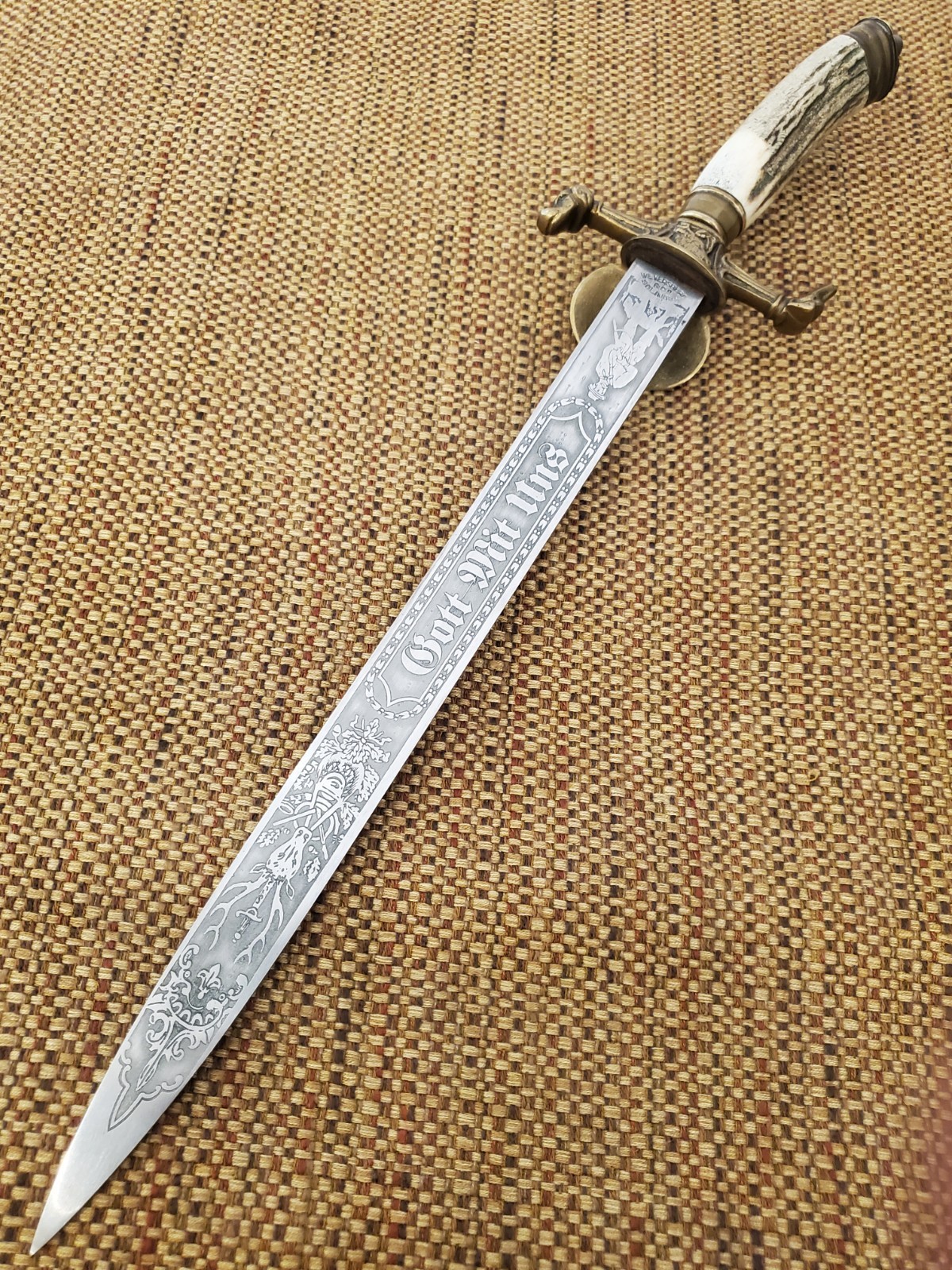 German Weyersberg & Co Solingen Hirschfanger Hunting Dagger"Gott Mit Uns" c.1900