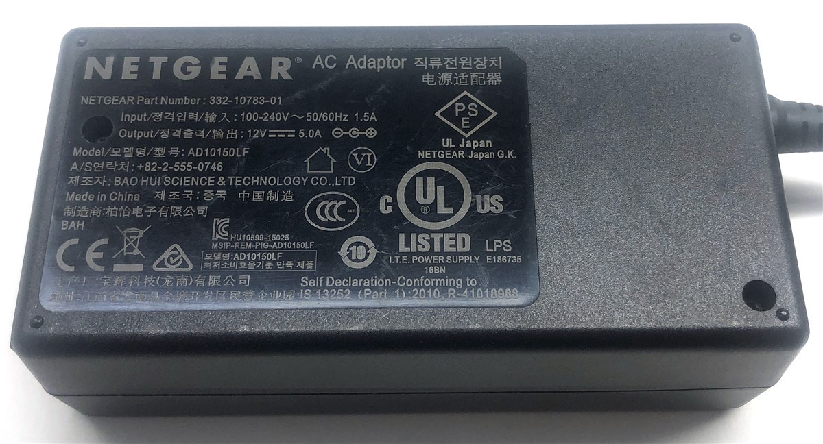 Genuine Netgear Charger AC Adapter Power Supply 332-10783-01 AD10150LF 12V 60W