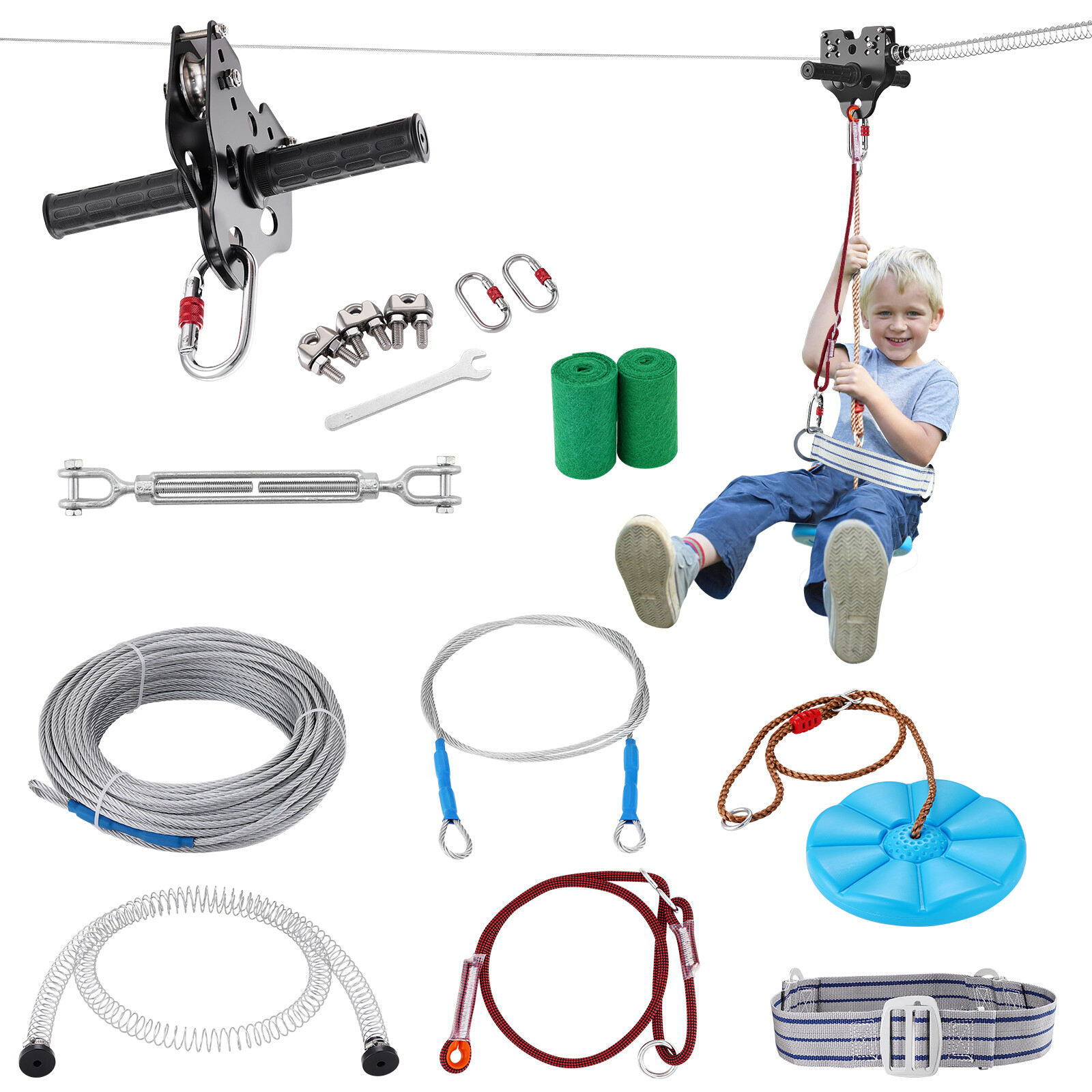 Uimoso 100 ft Zip Line Kit for Kids Adult Trolley Slackers Zipline Up to 330 lb