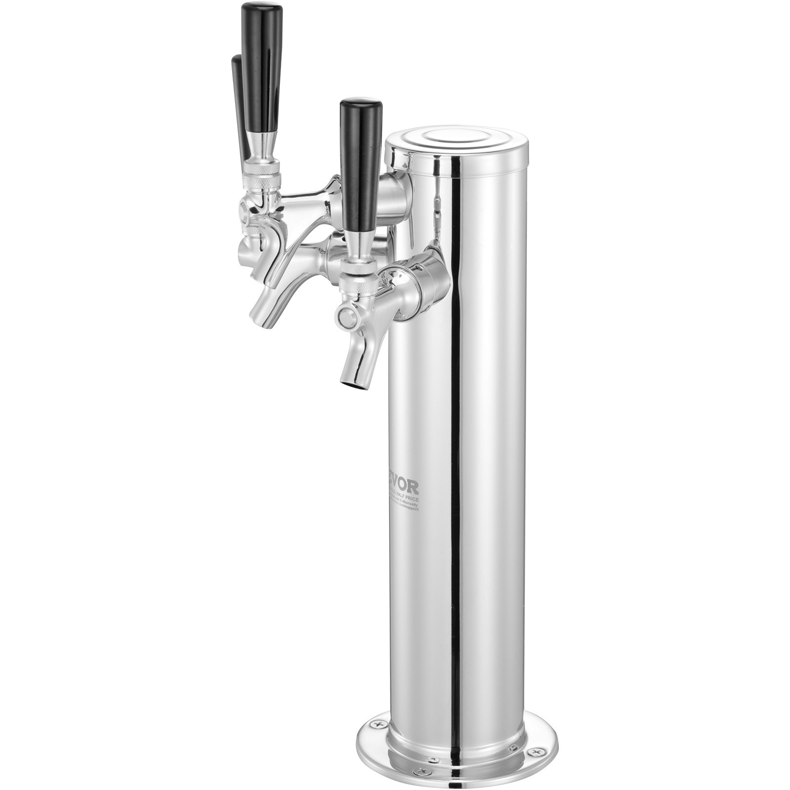 3 Tap Kegerator Beer Tower Stainless Steel Insulated Self-Closing Faucets Kit