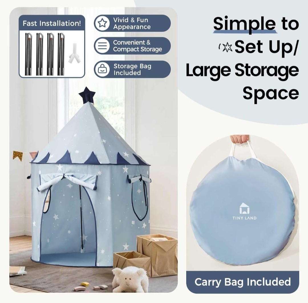 Tiny Land Kids Play Tent, Pop-Up Cute Toddler Tents, Portable Baby Tent for...