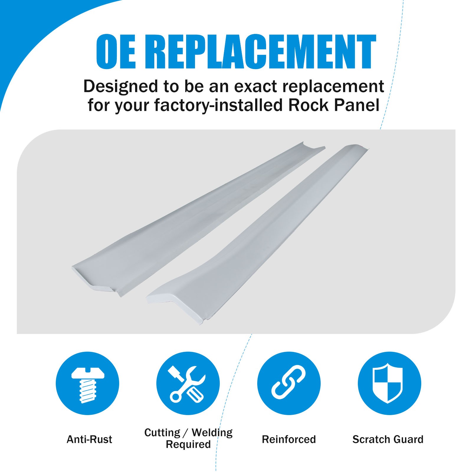 Pair Rocker Panels For 2008-2011 Ford Focus 4-Door Left & Right Side