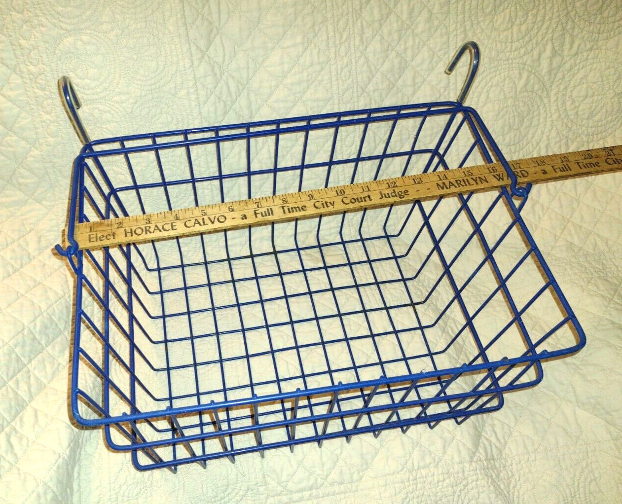 Front Wire Bike Bicycle Flower Basket With Carrying Handle Painted Blue