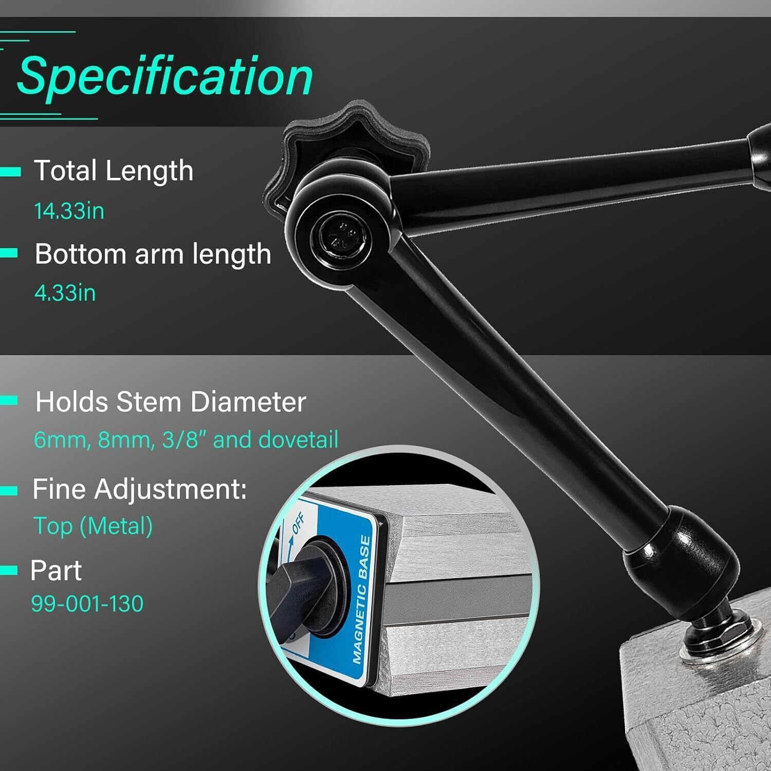 For Noga DG61003 Dial Gage Test Indicator Holder Magnetic Base 176lb Fine Adjust