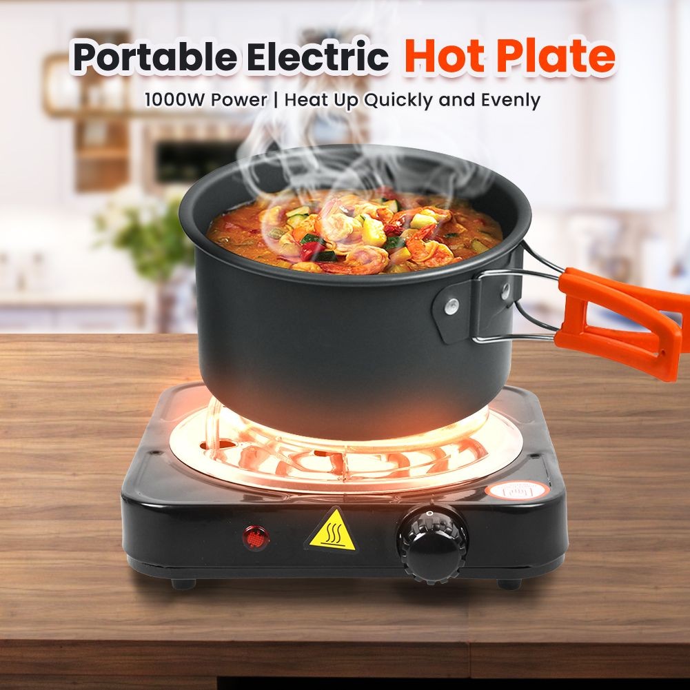 1000W Portable Single Electric Burner Hot Plate Camping Stove Stainless 110V US