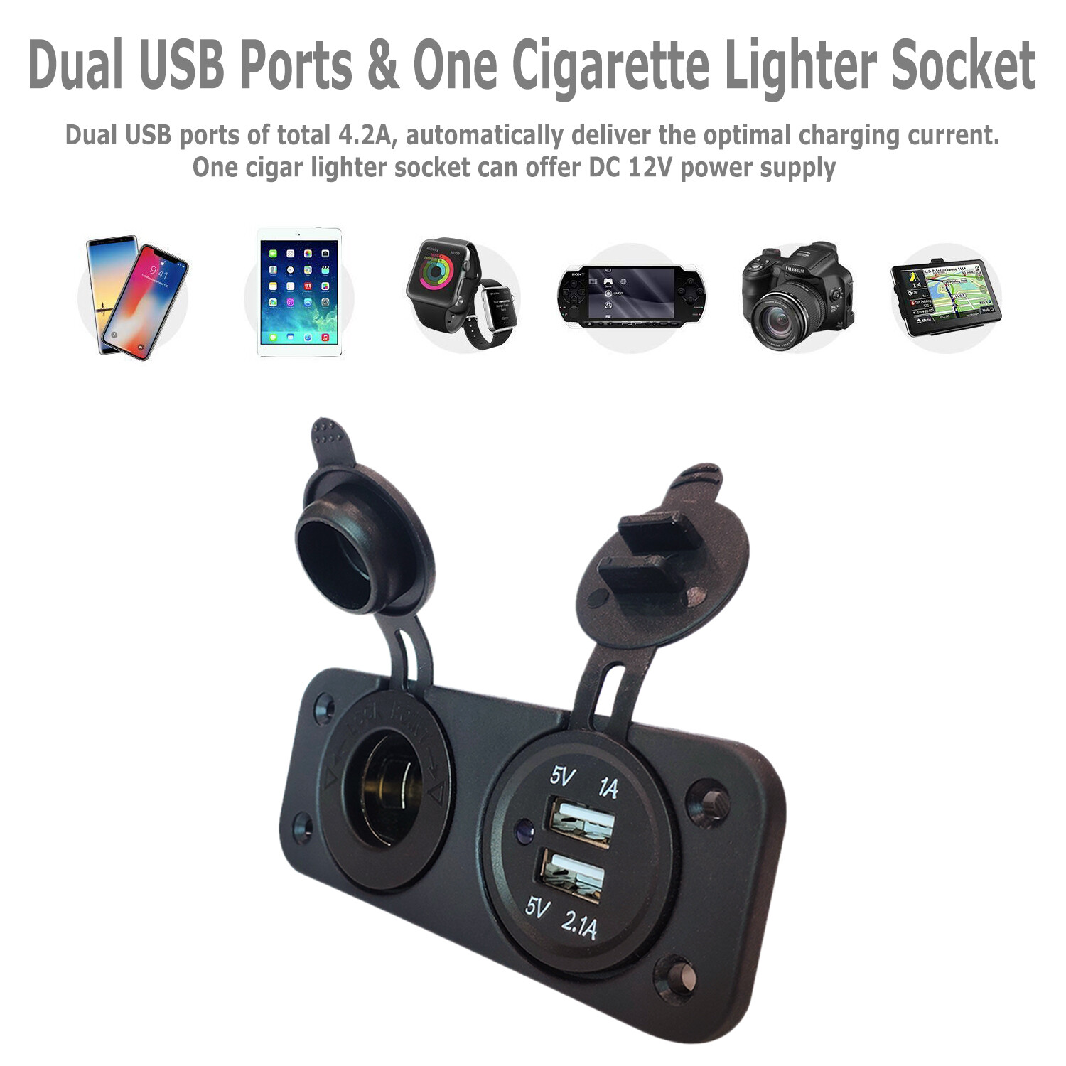 Dual USB Car Lighter Socket Splitter 12V Charger Power Adapter Outlet