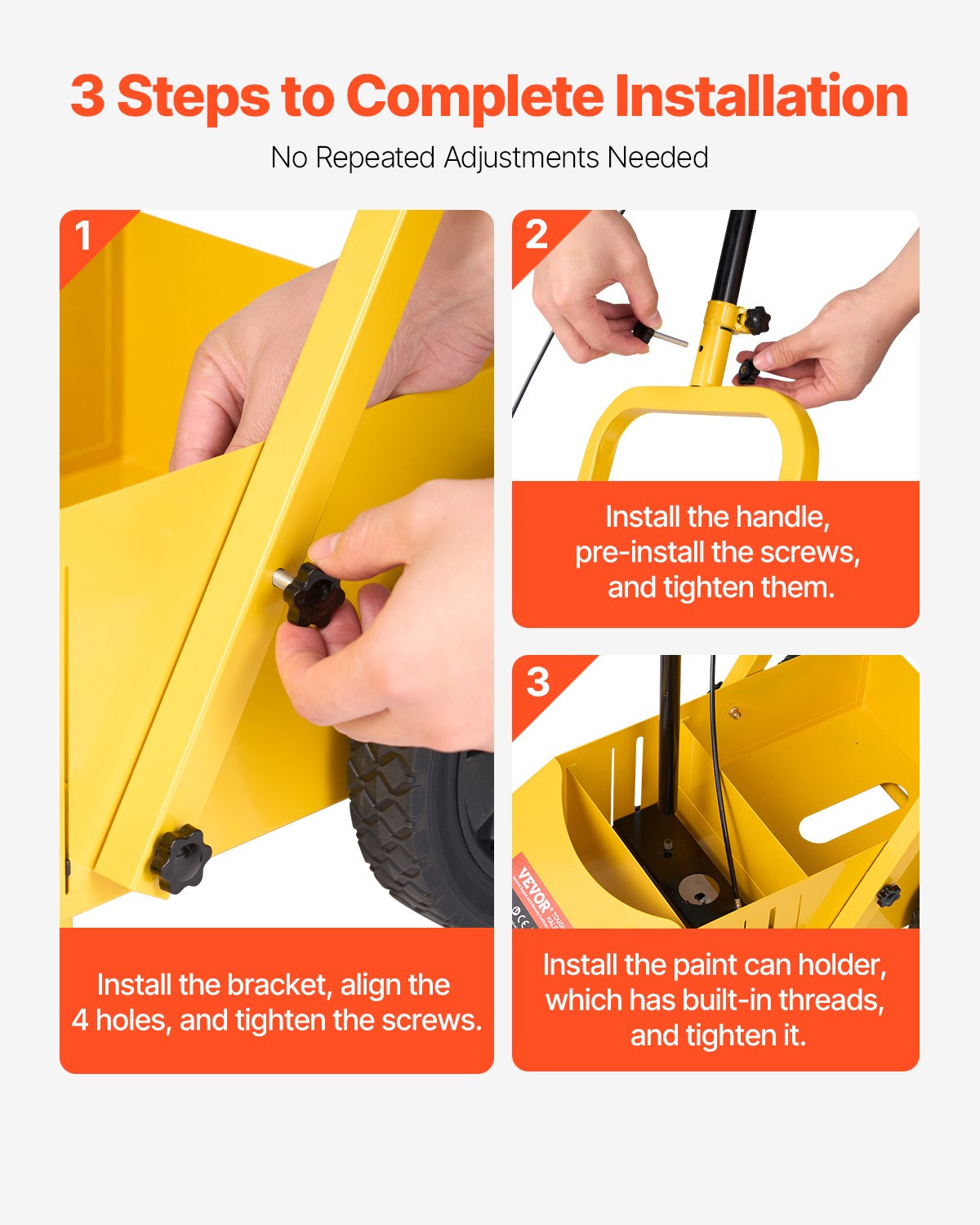 VEVOR Striping Line Marking Machine 220 lbs Capacity 4-Wheel Striping Machine