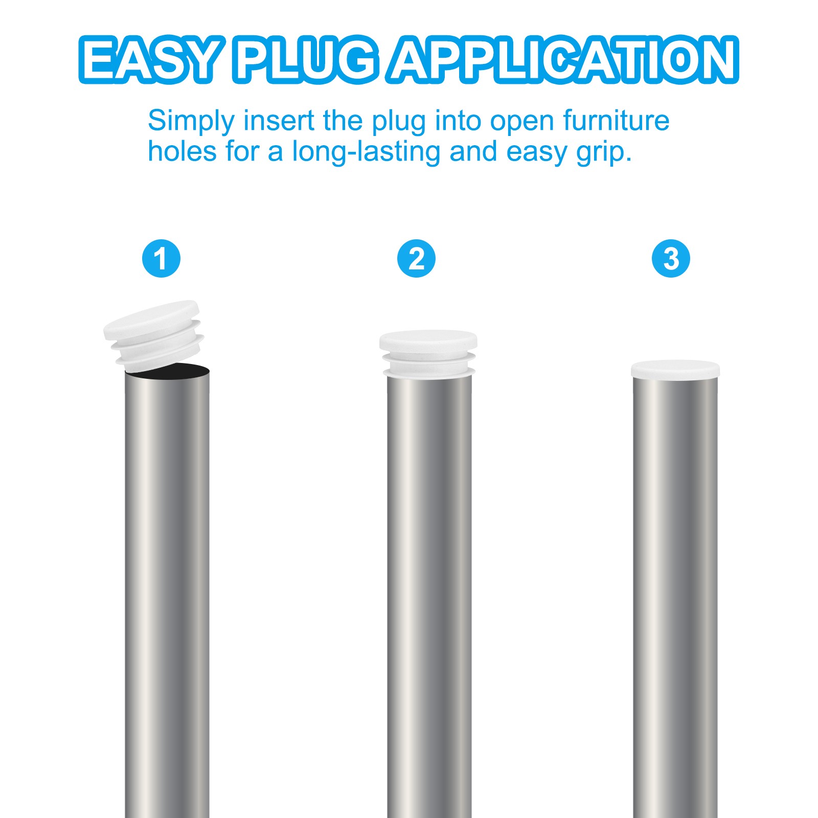 1/2" Plastic Tubing End Caps, 20Pcs Round Hole Plug Insert, White