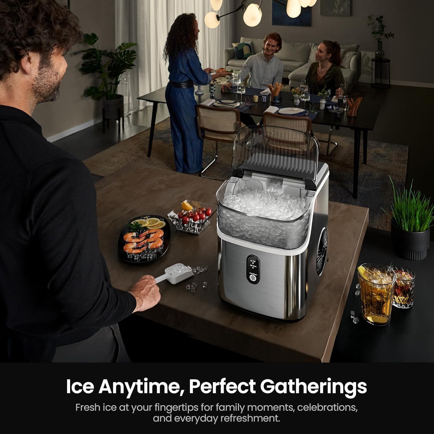 Ice Makers Countertop,Portable Ice Machine with Crushed Ice, 35lbs/Day