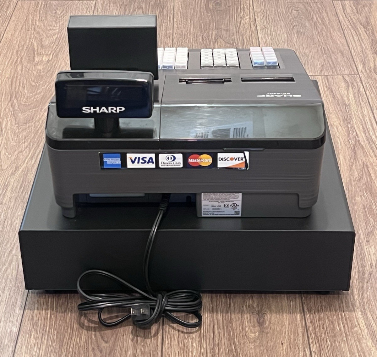 Sharp XE-A407 Cash Register Dual Thermal Printer with Keys, Cash Drawer & Manual