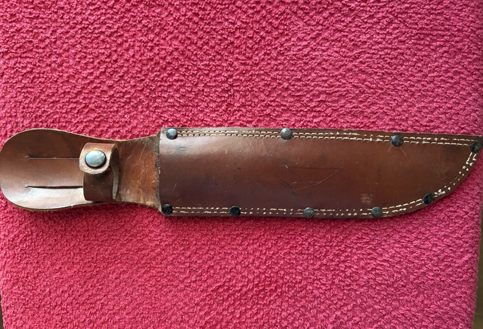 WWII WESTERN G46-8 FIGHTING KNIFE BLUED BLADE WITH CORRECT WWII LEATHER SHEATH