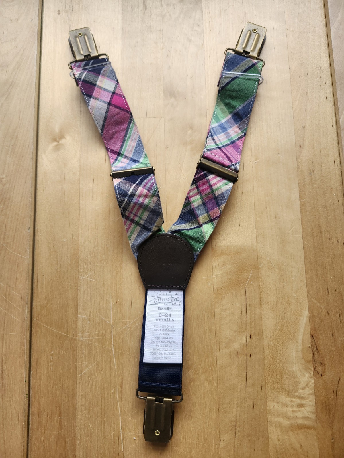 GYMBOREE Madras Suspenders 0-24 Months Adjustable Multicolor 2017 Spring EUC