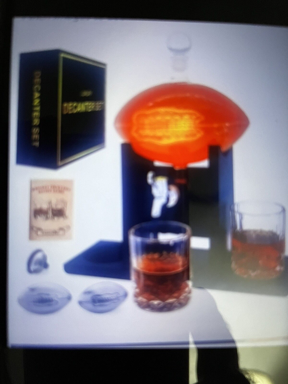 Football Whiskey Decanter 8 Pack Set With Glasses Liquor Dispenser