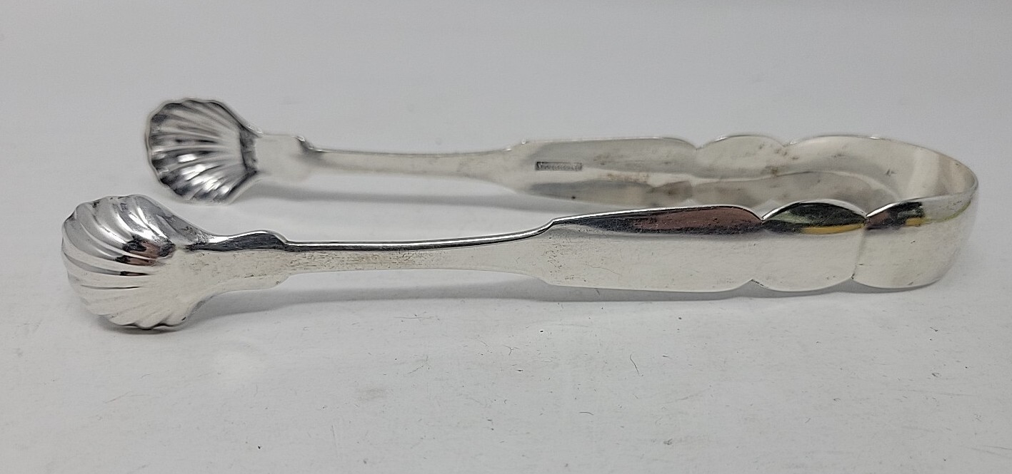 American Coin Silver Stoddard Sugar Tongs 1818-1847 New York, NY Shell Shaped