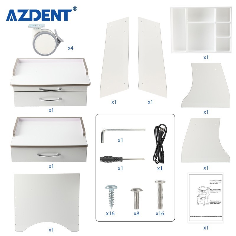 Dental Médico Carro Mueble de Almacenamiento con Cajones y Toma de Corriente