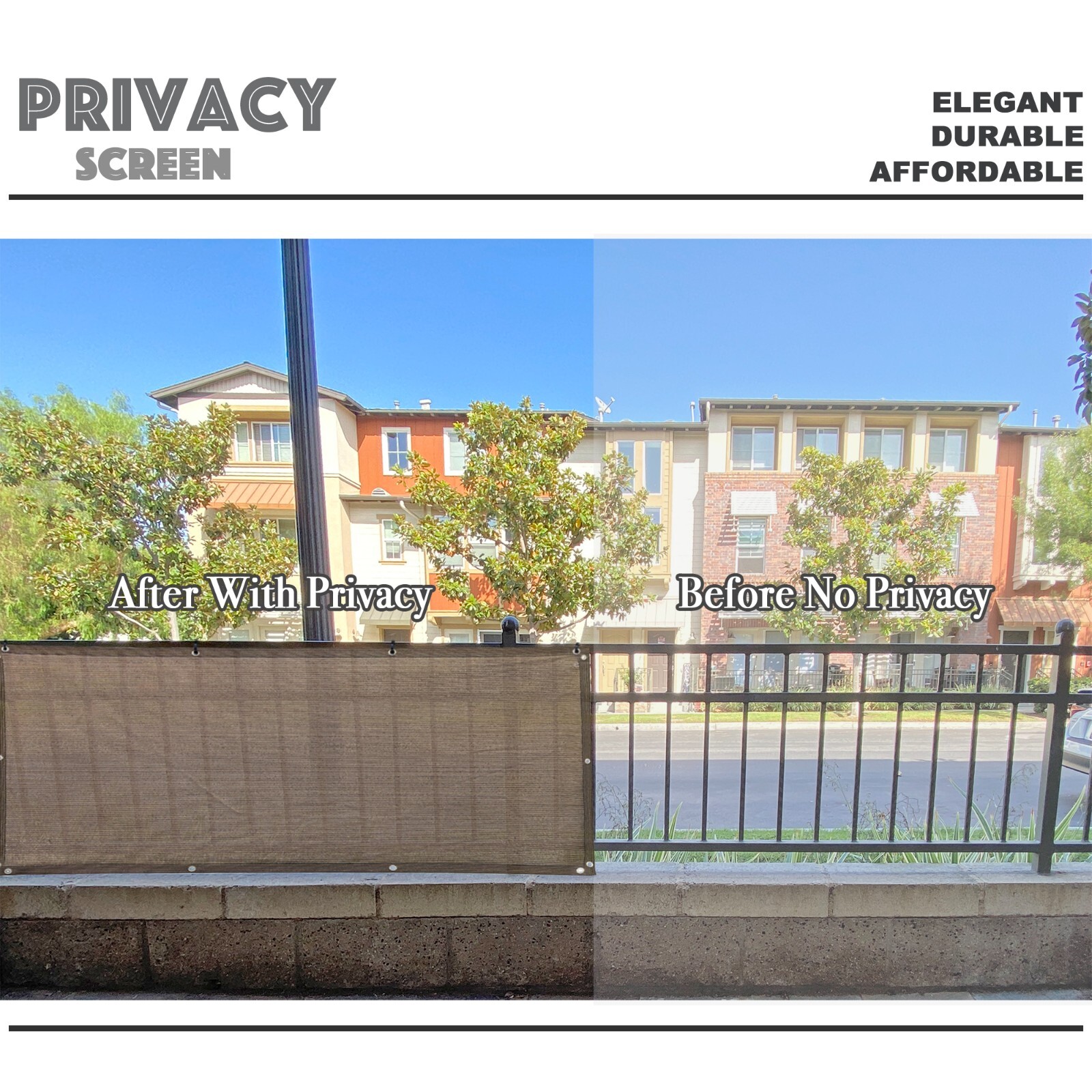 3', 4', 5', 6' Tall Outdoor Privacy Mesh Fence Screen Cover Garden Patio Brown