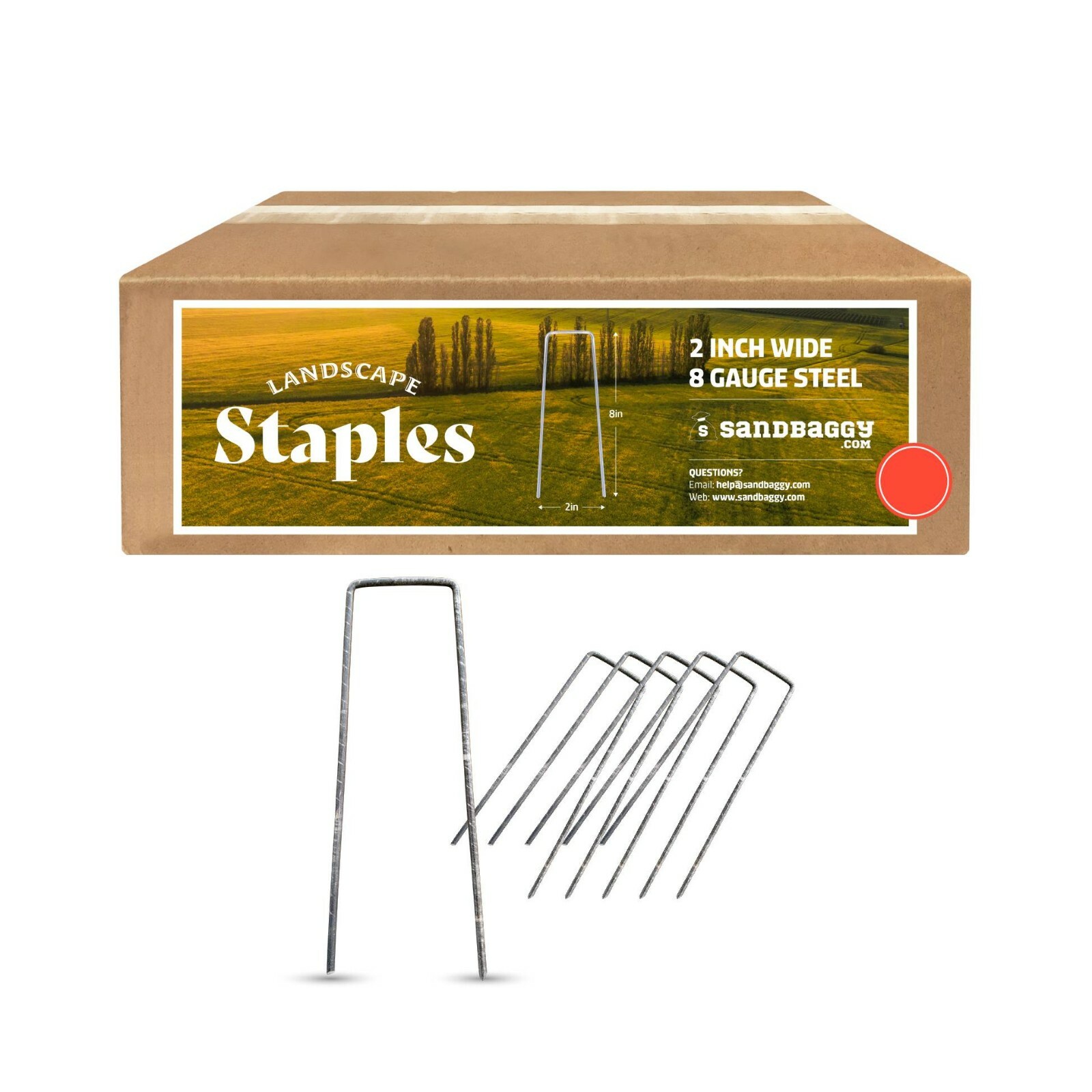 EXTRA WIDE Landscape Staples 8 Inch x 2 Inch ~ SOD Pins Fabric 8 Gauge