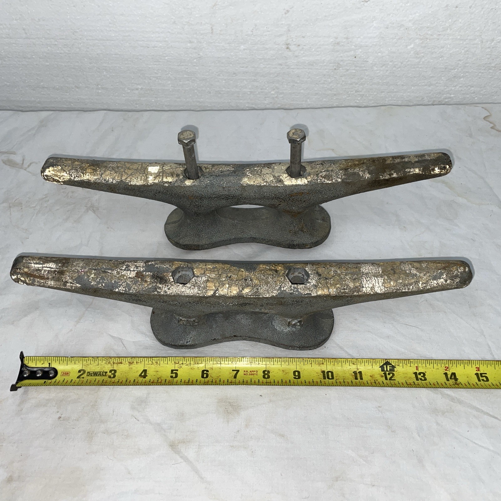 Pair Vintage 14” Boat Dock Cleats Cast Iron  Marine Hardware Wilcox Crittinsen