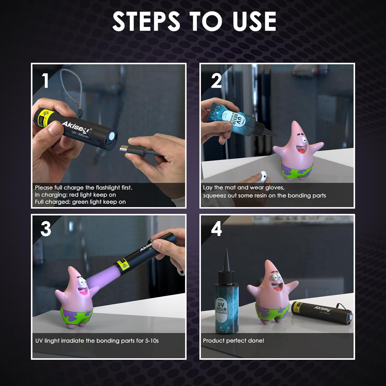 UV Resin Kit with Light, 50G UV Resin with Rechargeable 395NM UV Flashlight, Fas